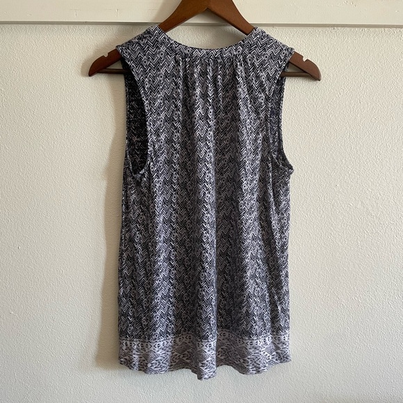 Lucky Brand S Blue White Print Tassel Tank Top Blouse - Picture 5 of 6